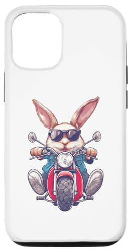 Hülle für iPhone 12/12 Pro Osterhase Hase mit Sonnenbrille Reiten Motorrad von Unique Easter Bunnies