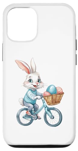 Hülle für iPhone 15 Osterhase Hase Reiten Fahrrad Frohe Ostern Eierkorb von Unique Easter Bunnies