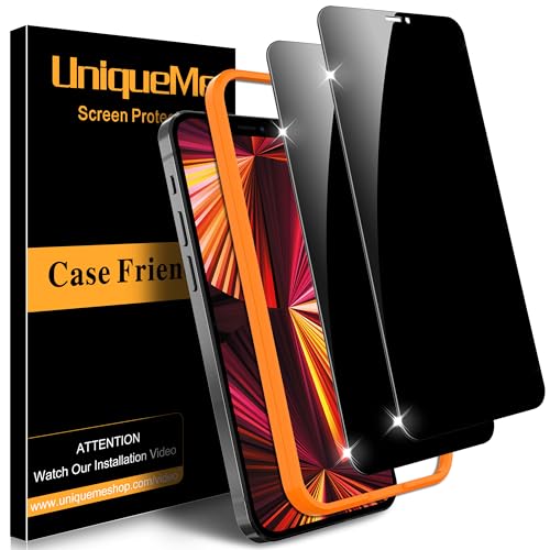 [2 Stück] UniqueMe Sichtschutz Schutzglas für iPhone 12/12 Pro Schutzglas [9H Härte Full Screen], [Bläschenfrei, Kratzfest] iPhone 12/12 Pro Sichtschutz 3D Schutzglas mit Positionierhilfe (6,1'') von UniqueMe