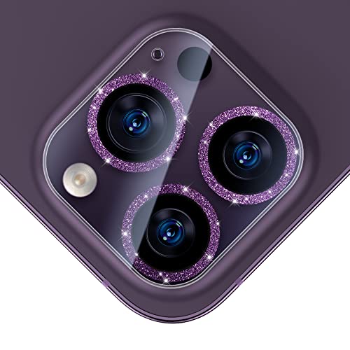 UniqueMe [3 Stück Kamera Schutz für iPhone 14 Pro/iPhone 14 Pro Max Kameraschutz [Kratzfest, Blasenfrei] Militärstandard Ultra-Klar 9H Härte Kameraschutz iPhone 14 Pro/iPhone 14 Pro Max-Diamant Lila von UniqueMe