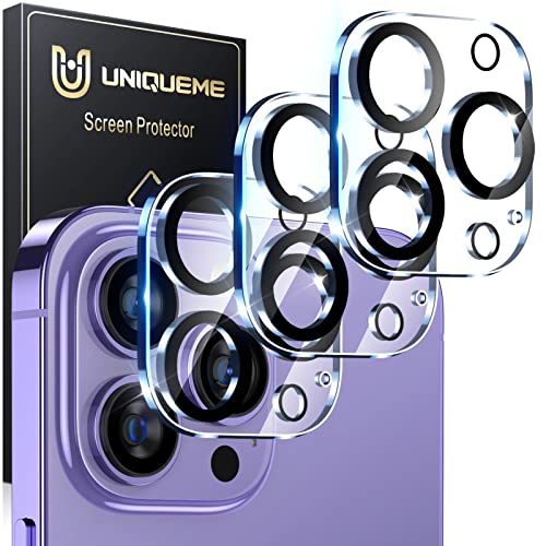 UniqueMe [3 Stück] Kamera Schutz für iPhone 14 Pro/iPhone 14 Pro Max Kameraschutz [Kratzfest, Blasenfrei] Militärstandard Ultra-Klar 9H Härte Kameraschutz von UniqueMe