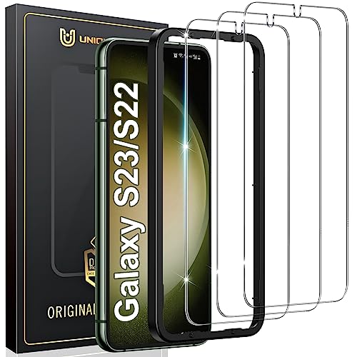 UniqueMe 3 Stück Vollbild Schutzfolie für Samsung Galaxy S22/S23 Panzer Schutz Glas [TOP 9H Schutz], 0.33mm Ultra-Klar mit Schablone von UniqueMe