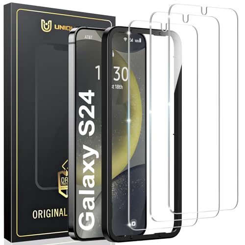 UniqueMe 3 Stück Vollbild Schutzfolie für Samsung Galaxy S24 5G Panzer Schutz Glas [TOP 9H Schutz], 0.33mm Ultra-Klar, Samsung Galaxy S24 Schutzglas mit Schablone von UniqueMe