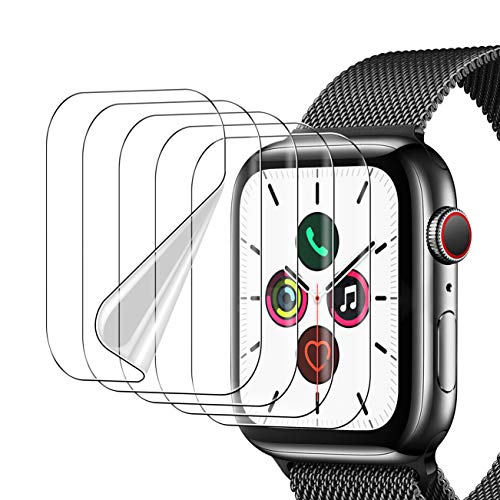 UniqueMe 5 Stück Schutzfolie für Apple Watch Series 6/5/4/SE 44mm Folie, [Flexible Folie] Soft HD TPU Klar Displayschutz Displayschutzfolie mit lebenslanger Ersatzgarantie von UniqueMe