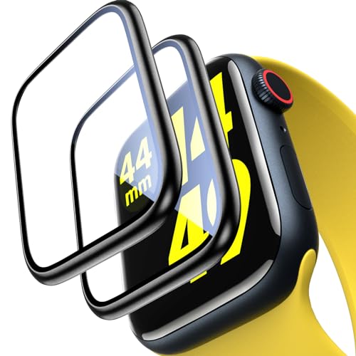 UniqueMe Full Screen für Apple Watch Series 6/5/4/SE/SE2 44mm Displayschutz, 9H Härte Kratzfest, Einfache Installation, 3D Volle Abdeckung, iWatch 44mm Schutzfolie -2 Stück von UniqueMe