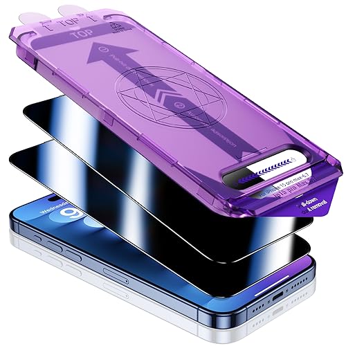 UniqueMe Premium Blickschutz für iPhone 15 Pro Max Schutzglas Sichtschutz, [Automatische Staubentfernung] 9H Vollständige Abdeckung Schutzglas Anti-Spy Blasenfrei Hüllenfreundlich, 2 Stück von UniqueMe
