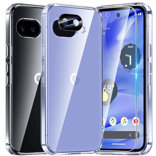 UniqueMe für Google Pixel 9A Hülle - Handyhülle für Google Pixel 9A Case, 5 in 1 Set Rundumschutz Schutzhülle Cover,1 Handyhülle & 2 Schutzfolie & 2 Kameraschutz - Transparent von UniqueMe
