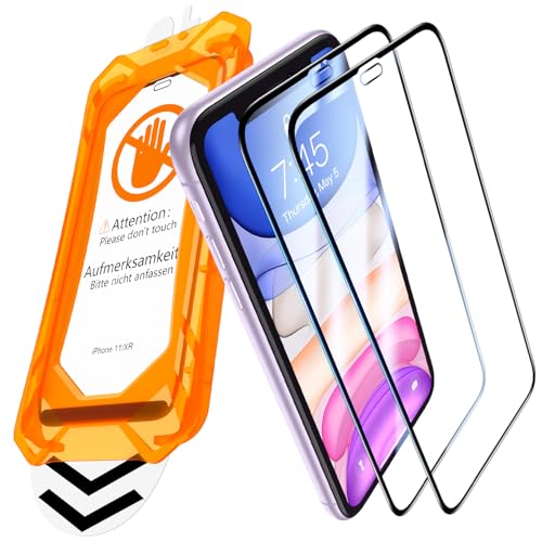 UniqueMe für iPhone 11/XR für Panzerglas - [Full Screen Displayschutz] Schutzfolie für iPhone 11/XR Schutzglas,Auto Installation,2 Stück von UniqueMe