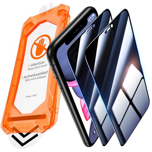 UniqueMe für iPhone 11/XR für Panzerglas Sichtschutz - [Full Screen Displayschutz] Schutzfolie Sichtschutz für iPhone 11/XR Schutzglas,Auto Installation,2 Stück von UniqueMe