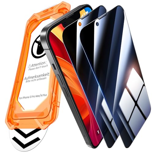 UniqueMe für iPhone 13 Pro Max/14 Plus für Panzerglas Sichtschutz - [Full Screen Displayschutz] Schutzfolie Sichtschutzfür iPhone 13 Pro Max/14 Plus Schutzglas,Auto Installation,2 Stück von UniqueMe