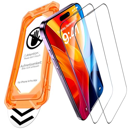 UniqueMe für iPhone 14 Pro Max für Panzerglas - [Full Screen Displayschutz] Schutzfolie für iPhone 14 Pro Max Schutzglas,Auto Installation,2 Stück von UniqueMe