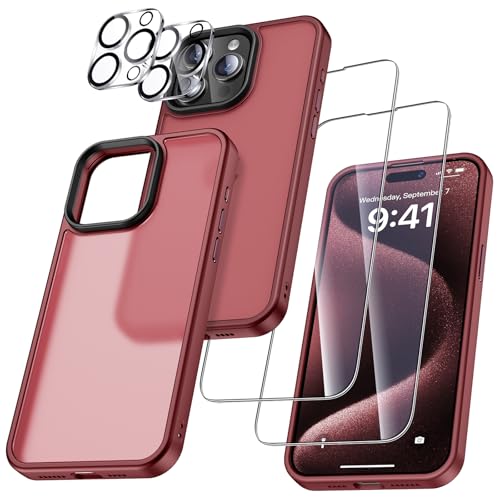 UniqueMe für iPhone 15 Pro Max Hülle, 5-in-1-Set Handyhülle für iPhone 15 Pro Max Case Rundumschutz Schutzhülle Cover,1 Handyhülle & 2 Schutzfolie & 2 Kameraschutz - Matt Rot UniqueMe für iPhone 15 Pro Max Hülle, 5-in-1-Set Handyhülle für iPhone 15 Pro Max Case Rundumschutz Schutzhülle Cover,1 Handyhülle & 2 Schutzfolie & 2 Kameraschutz - Matt Rot von UniqueMe