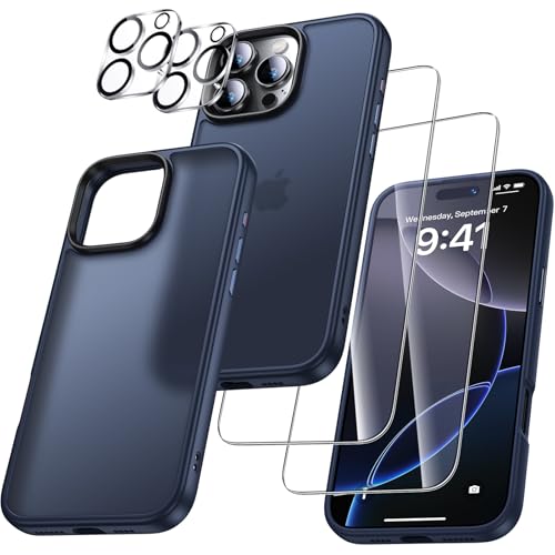 UniqueMe für iPhone 16 Pro Max Hülle, 5-in-1-Set Handyhülle für iPhone 16 Pro Max Case Rundumschutz Schutzhülle Cover,1 Handyhülle & 2 Schutzfolie & 2 Kameraschutz - Matt Blau UniqueMe für iPhone 16 Pro Max Hülle, 5-in-1-Set Handyhülle für iPhone 16 Pro Max Case Rundumschutz Schutzhülle Cover,1 Handyhülle & 2 Schutzfolie & 2 Kameraschutz - Matt Blau von UniqueMe