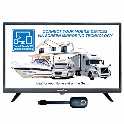 Unispectra ® 22 Zoll Smart Ready Fernseher 230v 12v TV DVB-T2 und SAT Tuner, USB Media Player, HDMI. 12V TV für Wohnmobile, Campervan, Caravan TV, Camping, Camper, LKW, Boot, Küche von Unispectra