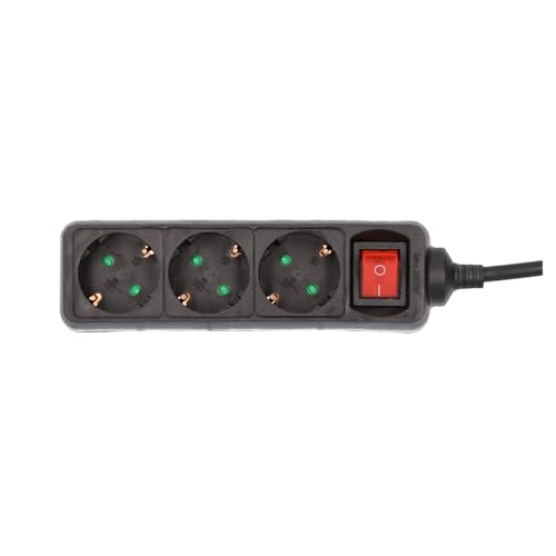 UNITEC Tischsteckdose mit Stecker Schalter, 3-Fach, 3 m, H05VV-FG1.5 mm², schwarz von Unitec
