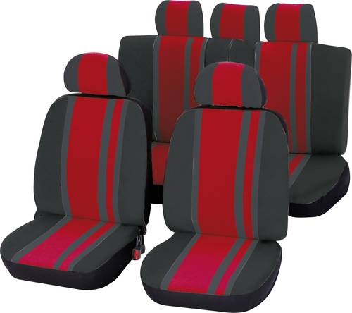 Unitec 84958 Newline Sitzbezug 14teilig Polyester Rot, Schwarz Fahrersitz, Beifahrersitz, Rücksitz von Unitec