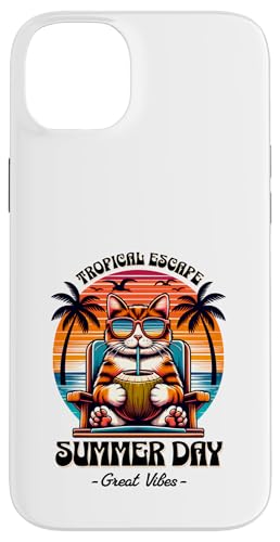 Sommer - Tropische Flucht Katze mit Kokosnuss Hülle für iPhone 14 Plus von United Labels