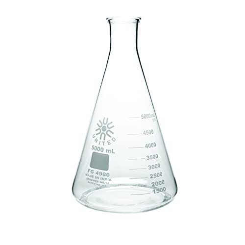 United Scientific fg4980–5000 Borosilikatglas schmal Mund Erlenmeyerkolben, 5000 ml Fassungsvermögen von United Scientific Supplies