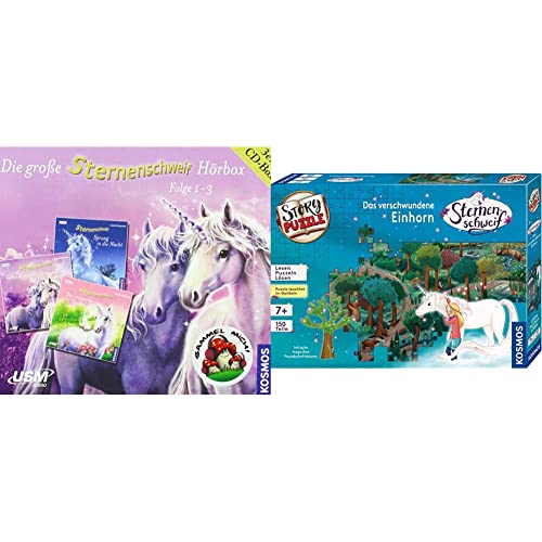Die grosse Sternenschweif Hoerbox Folge 1-3 & KOSMOS 682279 Story-Puzzle: Sternenschweif - Das verschwundene Einhorn, 150 Teile inkl. exklusiver Kurzgeschichte, Lesen - Puzzeln von United Soft Media Verlag GmbH