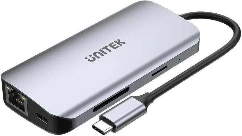 UNITEK AKTIVER HUB USB-C 2X HDMI 4K, RJ45, PD 100W (D1122A01) von Unitek
