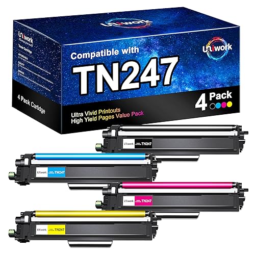 Uniwork TN-243CMYK TN247 Toner Kompatibel für Brother TN-247BK MFC-L3750CDW DCP-L3550CDW HL-L3210CW HL-L3230CW HL-L3270CDW MFC-L3770CDW MFC-L3710CDW(Schwarz Cyan Gelb Magenta) von Uniwork