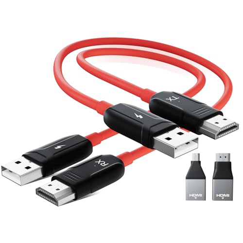 Uniytriox HDMI Wireless Transmitter und Receiver, Wireless HDM, 1080P HD HDMI Funkübertragung für Streaming Video Audio File von Laptop/PC zu HDTV/Projector/Monitor,HDMI Extender 164FT 50M(Rot) von Uniytriox