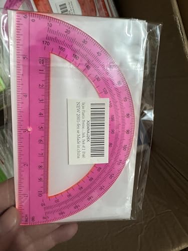 Unjoo Winkelmesser aus Kunststoff, 180 Grad, für Geometrie, Klassenzimmer, Studenten, Schule, Bürobedarf, 15,2 cm, 2 Stück (Rosa) von Unjoo