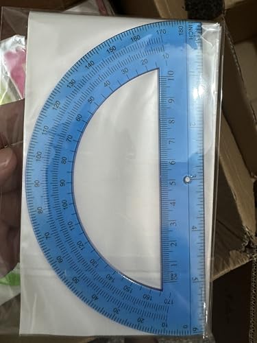 Unjoo Winkelmesser aus Kunststoff, 180 Grad, für Geometrie, Klassenzimmer, Studenten, Schule, Bürobedarf, 15,2 cm, 2 Stück (blau) von Unjoo