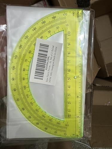 Unjoo Winkelmesser aus Kunststoff, 180 Grad, für Geometrie, Klassenzimmer, Studenten, Schule, Bürobedarf, 15,2 cm, 2 Stück (gelb) von Unjoo