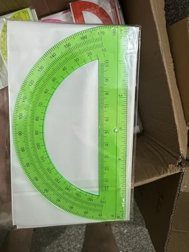 Unjoo Winkelmesser aus Kunststoff, 180 Grad, für Geometrie, Klassenzimmer, Studenten, Schule, Bürobedarf, 15,2 cm, 2 Stück (grün) von Unjoo