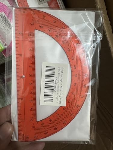 Unjoo Winkelmesser aus Kunststoff, 180 Grad, für Geometrie, Klassenzimmer, Studenten, Schule, Bürobedarf, 15,2 cm, 2 Stück (rot) von Unjoo