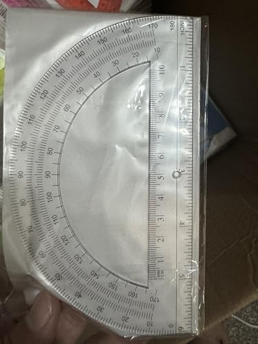 Unjoo Winkelmesser aus Kunststoff, 180 Grad, für Geometrie, Klassenzimmer, Studenten, Schule, Bürobedarf, 15,2 cm, 2 Stück (transparent) von Unjoo