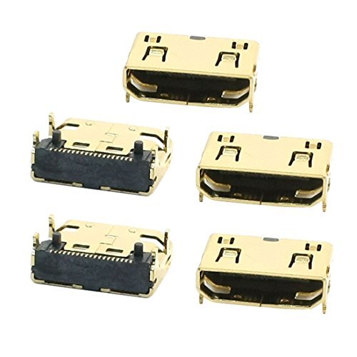 NA 5 Stück Gold Tone Mini HDMI weiblich 19 Pins SMT Dip Connectors von NA
