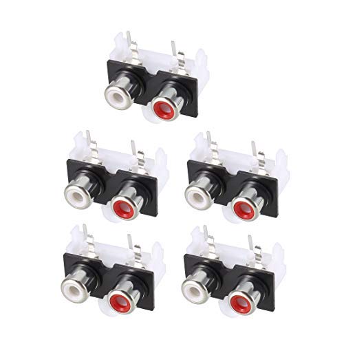 NA PCB-Mount Mount 2 Cinch-Buchse, Audio, Video, AV-Anschluss, Weiß, Schwarz, 4-polig, 5 Stück von NA