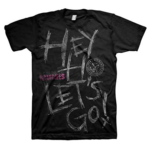 Ramones Herren T-Shirt Hey Ho! Rundhalsausschnitt, kurzärmelig, Schwarz, Größe L von Unknown