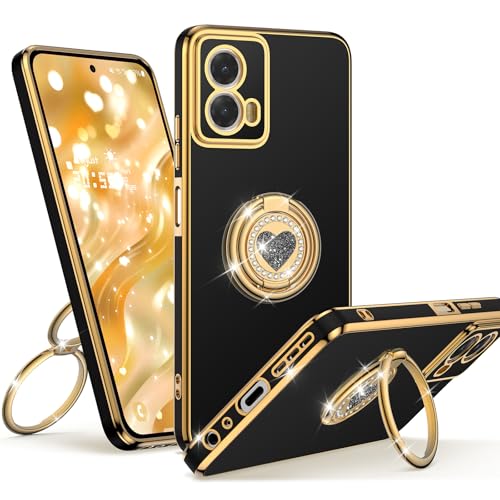 Unlicaku Schutzhülle für Motorola Moto G 5G 2024 mit Ständer, Handyhülle mit Doppelring Kickstand, Frauen Mädchen Bling Glitzer Niedlich Luxus Schutzhülle, Schwarz Unlicaku Schutzhülle für Motorola Moto G 5G 2024 mit Ständer, Handyhülle mit Doppelring Kickstand, Frauen Mädchen Bling Glitzer Niedlich Luxus Schutzhülle, Schwarz von Unlicaku