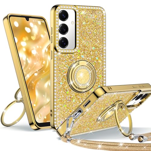 Unlicaku Schutzhülle für Samsung Galaxy A15 5G mit Ständer, Handyhülle mit Doppelring-Kickständer, Frauen Mädchen Bling Glitzer Niedlich Luxus Schutzhülle für Galaxy A15 5G, Gold Unlicaku Schutzhülle für Samsung Galaxy A15 5G mit Ständer, Handyhülle mit Doppelring-Kickständer, Frauen Mädchen Bling Glitzer Niedlich Luxus Schutzhülle für Galaxy A15 5G, Gold von Unlicaku