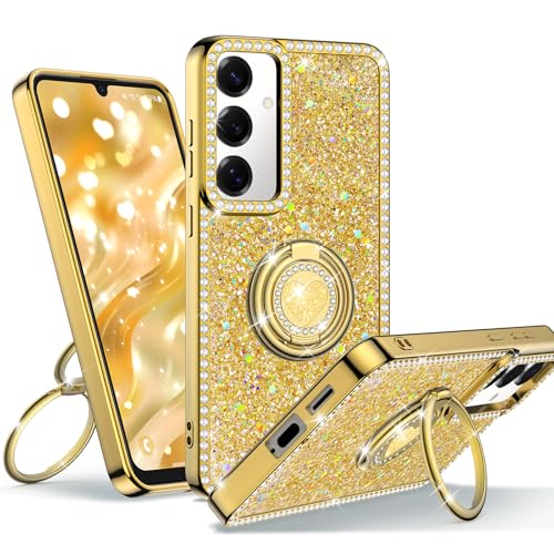 Unlicaku Schutzhülle für Samsung Galaxy A16 5G mit Ständer, Handyhülle mit Doppelring-Kickständer, Frauen Mädchen Bling Glitzer Niedlich Luxus Schutzhülle für Galaxy A16 5G, Gold Unlicaku Schutzhülle für Samsung Galaxy A16 5G mit Ständer, Handyhülle mit Doppelring-Kickständer, Frauen Mädchen Bling Glitzer Niedlich Luxus Schutzhülle für Galaxy A16 5G, Gold von Unlicaku