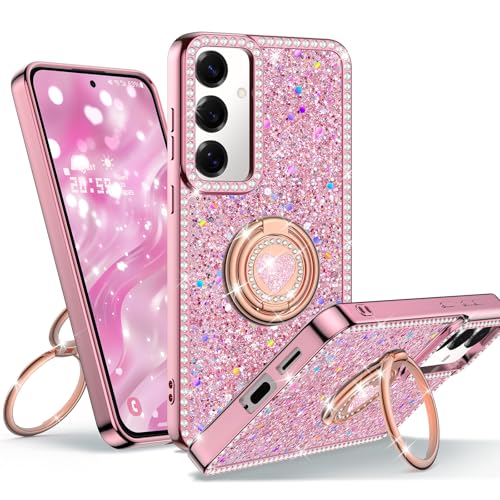 Unlicaku Schutzhülle für Samsung Galaxy S25 Plus mit Ständer, Handyhülle mit Doppelring Kickstand, Frauen Mädchen Bling Glitzer Niedlich Luxus Schutzhülle für Galaxy S25 Plus, Rosa Unlicaku Schutzhülle für Samsung Galaxy S25 Plus mit Ständer, Handyhülle mit Doppelring Kickstand, Frauen Mädchen Bling Glitzer Niedlich Luxus Schutzhülle für Galaxy S25 Plus, Rosa von Unlicaku