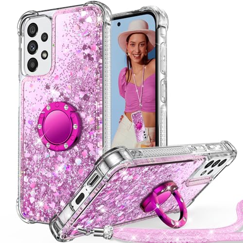 Unlicaku für Samsung Galaxy A53 5G Hülle mit Band, Ring Ständer HandyHülle Handykette Frauen Mädchen Glitzer Silikon Flüssigkeit Schutzhülle für Samsung A53 5G Case, Rosa Unlicaku für Samsung Galaxy A53 5G Hülle mit Band, Ring Ständer HandyHülle Handykette Frauen Mädchen Glitzer Silikon Flüssigkeit Schutzhülle für Samsung A53 5G Case, Rosa von Unlicaku
