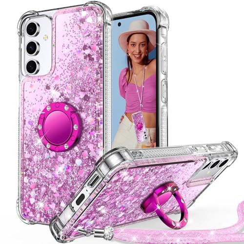 Unlicaku für Samsung Galaxy A55 5G Hülle mit Band, Ring Ständer HandyHülle Handykette Frauen Mädchen Glitzer Silikon Flüssigkeit Schutzhülle für Samsung A55 5G Case, Rosa Unlicaku für Samsung Galaxy A55 5G Hülle mit Band, Ring Ständer HandyHülle Handykette Frauen Mädchen Glitzer Silikon Flüssigkeit Schutzhülle für Samsung A55 5G Case, Rosa von Unlicaku