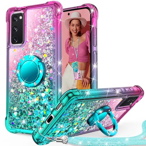 Unlicaku für Samsung Galaxy S20 FE Hülle mit Band, Handyhülle Ring Frauen Mädchen Bling Sparkle Glitter Cute Case, Ring Ständer Schutzhülle für Samsung S20 FE, Grün Unlicaku für Samsung Galaxy S20 FE Hülle mit Band, Handyhülle Ring Frauen Mädchen Bling Sparkle Glitter Cute Case, Ring Ständer Schutzhülle für Samsung S20 FE, Grün von Unlicaku