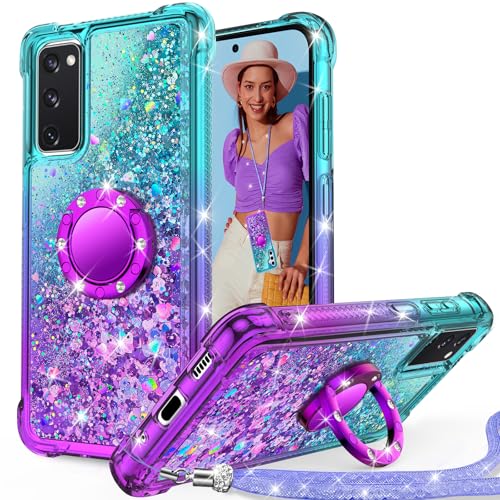 Unlicaku für Samsung Galaxy S20 FE Hülle mit Band, Handyhülle Ring Frauen Mädchen Bling Sparkle Glitter Cute Case, Ring Ständer Schutzhülle für Samsung S20 FE, Lila Unlicaku für Samsung Galaxy S20 FE Hülle mit Band, Handyhülle Ring Frauen Mädchen Bling Sparkle Glitter Cute Case, Ring Ständer Schutzhülle für Samsung S20 FE, Lila von Unlicaku