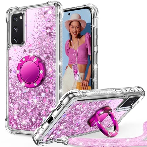 Unlicaku für Samsung Galaxy S20 FE Hülle mit Band, Handyhülle Ring Frauen Mädchen Bling Sparkle Glitter Cute Case, Ring Ständer Schutzhülle für Samsung S20 FE, Rosa Unlicaku für Samsung Galaxy S20 FE Hülle mit Band, Handyhülle Ring Frauen Mädchen Bling Sparkle Glitter Cute Case, Ring Ständer Schutzhülle für Samsung S20 FE, Rosa von Unlicaku