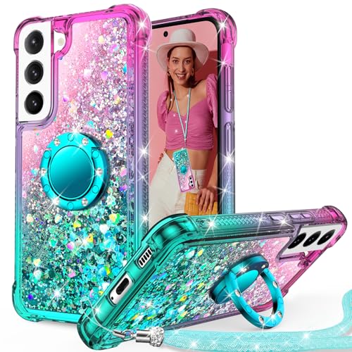 Unlicaku für Samsung Galaxy S21 FE Hülle mit Band, Ring Ständer HandyHülle Handykette Frauen Mädchen Glitzer Silikon Flüssigkeit Schutzhülle für Samsung S21 FE, Grün Unlicaku für Samsung Galaxy S21 FE Hülle mit Band, Ring Ständer HandyHülle Handykette Frauen Mädchen Glitzer Silikon Flüssigkeit Schutzhülle für Samsung S21 FE, Grün von Unlicaku