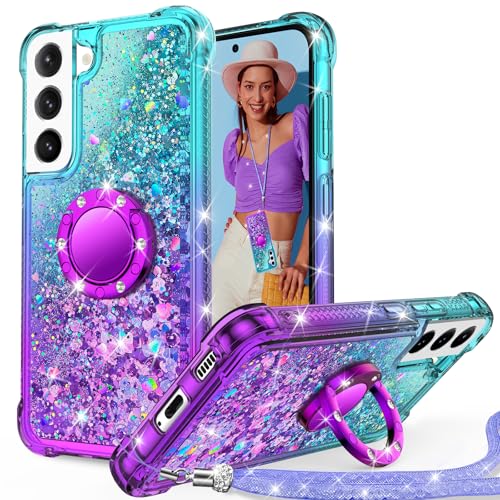 Unlicaku für Samsung Galaxy S21 FE Hülle mit Band, Ring Ständer HandyHülle Handykette Frauen Mädchen Glitzer Silikon Flüssigkeit Schutzhülle für Samsung S21 FE, Lila Unlicaku für Samsung Galaxy S21 FE Hülle mit Band, Ring Ständer HandyHülle Handykette Frauen Mädchen Glitzer Silikon Flüssigkeit Schutzhülle für Samsung S21 FE, Lila von Unlicaku