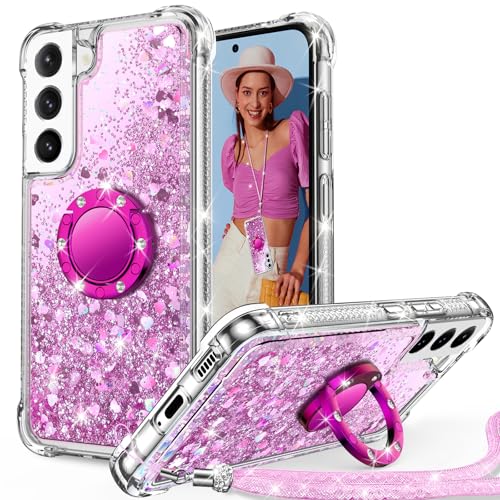Unlicaku für Samsung Galaxy S21 Hülle mit Band, Handyhülle Ring Frauen Mädchen Bling Sparkle Glitter Cute Case, Ring Ständer Schutzhülle für Samsung S21, Rosa Unlicaku für Samsung Galaxy S21 Hülle mit Band, Handyhülle Ring Frauen Mädchen Bling Sparkle Glitter Cute Case, Ring Ständer Schutzhülle für Samsung S21, Rosa von Unlicaku