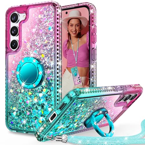 Unlicaku für Samsung Galaxy S23 Hülle mit Band, Ring Ständer HandyHülle Handykette Frauen Mädchen Glitzer Silikon Flüssigkeit Schutzhülle für Samsung S23, Grün Unlicaku für Samsung Galaxy S23 Hülle mit Band, Ring Ständer HandyHülle Handykette Frauen Mädchen Glitzer Silikon Flüssigkeit Schutzhülle für Samsung S23, Grün von Unlicaku