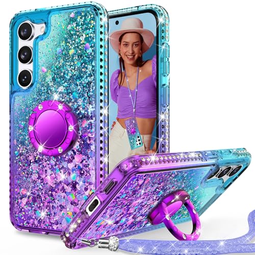 Unlicaku für Samsung Galaxy S23 Hülle mit Band, Ring Ständer HandyHülle Handykette Frauen Mädchen Glitzer Silikon Flüssigkeit Schutzhülle für Samsung S23, Lila Unlicaku für Samsung Galaxy S23 Hülle mit Band, Ring Ständer HandyHülle Handykette Frauen Mädchen Glitzer Silikon Flüssigkeit Schutzhülle für Samsung S23, Lila von Unlicaku