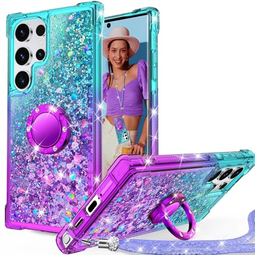 Unlicaku für Samsung Galaxy S23 Ultra Hülle mit Band, Ring Ständer HandyHülle Handykette Frauen Mädchen Glitzer Silikon Flüssigkeit Schutzhülle für Samsung S23 Ultra, Lila Unlicaku für Samsung Galaxy S23 Ultra Hülle mit Band, Ring Ständer HandyHülle Handykette Frauen Mädchen Glitzer Silikon Flüssigkeit Schutzhülle für Samsung S23 Ultra, Lila von Unlicaku